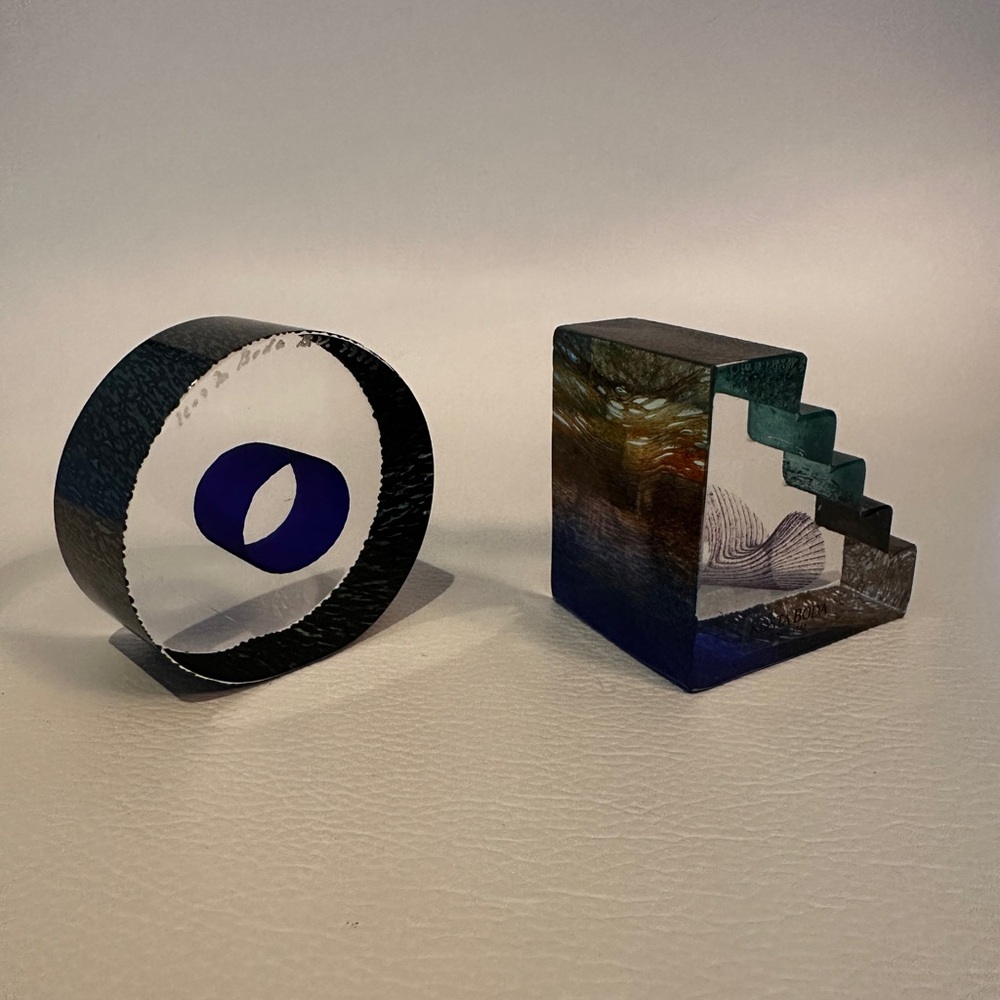 BERTIL VALLIEN. Circle glass mini sculpture by Kosta Boda, 1990s